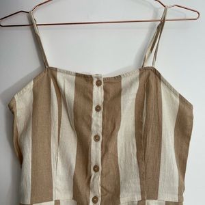 BEIGE STRIPED JUMPSUIT